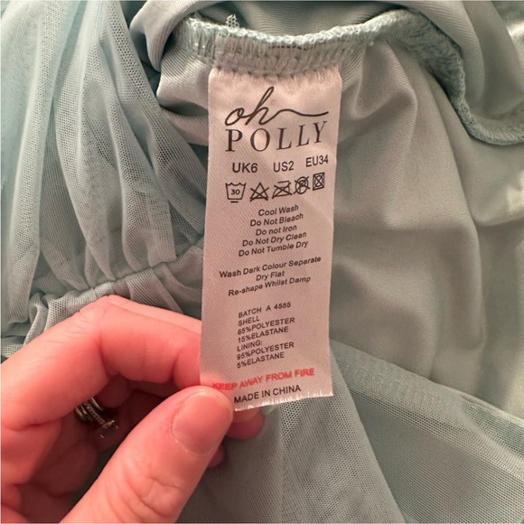 EUC—- OH POLLY TEAL CHAMBERY UNDERWIRE BARDOT MINI DRESS - US Size 2 SKU:114 - Picture 15 of 16